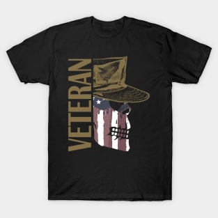 Veteran Painted American Flag Military Skull T-Shirt